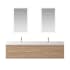 Miseno Palencia 84" Wall Mounted Double Basin Vanity Set with Cabinet, Composite Stone Vanity Top and Mirror North American Oak
