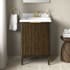 Miseno Indy 24" Free Standing Single Basin Vanity Set with Cabinet and Cultured Marble Vanity Top Dark Walnut / White Engineered Marble