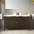 Miseno Indy 60" Free Standing Double Basin Vanity Set with Cabinet and Cultured Marble Vanity Top Dark Walnut / White Engineered Marble
