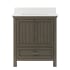 Miseno Brantley 32" Free Standing Vanity Set with Cabinet and Snow White Quartz Vanity Top Distressed Grey