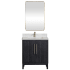 Miseno Gara 30" Free Standing Single Basin Vanity Set with Cabinet, Composite Stone Vanity Top and Mirror Fir Wood Black