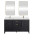 Miseno Gara 60" Free Standing Double Basin Vanity Set with Cabinet, Composite Stone Vanity Top and Mirror Fir Wood Black