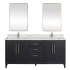 Miseno Gara 72" Free Standing Double Basin Vanity Set with Cabinet, Composite Stone Vanity Top and Mirror Fir Wood Black