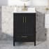 Miseno Hobart 24" Free Standing Single Basin Vanity Set with Cabinet and Marble Vanity Top Ebony Wood