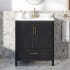 Miseno Hobart 29" Free Standing Single Basin Vanity Set with Cabinet and Marble Vanity Top Ebony Wood