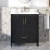 Miseno Hobart 36" Free Standing Single Basin Vanity Set with Cabinet and Marble Vanity Top Ebony Wood