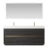 Miseno Huesca 72" Free Standing Double Basin Vanity Set with Cabinet, Composite Stone Vanity Top and Mirror North American Black Oak