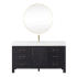 Miseno León 60" Free Standing Single Basin Vanity Set with Cabinet, Composite Stone Vanity Top and Mirror Fir Wood Black