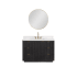 Miseno Cádiz 48" Free Standing Single Basin Vanity Set with Cabinet, Stone Composite Vanity Top, and Framed Mirror Fir Wood Black / Lightning White