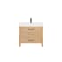 Miseno León 36" Free Standing Single Basin Vanity Set with Cabinet and Stone Composite Vanity Top Fir Wood Brown / Lightning White
