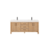 Miseno León 72" Free Standing Double Basin Vanity Set with Cabinet and Stone Composite Vanity Top Fir Wood Brown / Lightning White