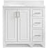 Miseno Lucerne 36" Single Basin Vanity Set with 3/4" Marble Stone Composite Top, Rectangular Sink, USB Port, and Electrical Outlet Bright White