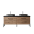 Miseno Trento 72" Free Standing Double Basin Vanity Set with Cabinet and Sintered Stone Vanity Top North American Oak / Black