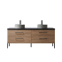 Miseno Trento 72" Free Standing Double Basin Vanity Set with Cabinet and Sintered Stone Vanity Top North American Oak / Black