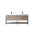 Miseno Marcilla 72" Free Standing Double Basin Vanity Set with Cabinet and Stone Composite Vanity Top Almond Coffee / White