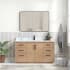 Miseno San 60" Free Standing Single Basin Vanity Set with Cabinet and Composite Stone Vanity Top Fir Wood Brown / White Grain