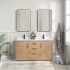 Miseno San 60" Free Standing Double Basin Vanity Set with Cabinet and Composite Stone Vanity Top Fir Wood Brown / White Grain