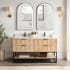 Miseno Milagro 60" Free Standing Double Basin Vanity Set with Cabinet and Quartz Vanity Top Washed Ash Grey / Fish Maw White / Black