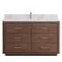 Miseno Porto 55" Free Standing Single Basin Vanity Set with Cabinet and Quartz Vanity Top Aged Dark Brown Oak / Fish Maw White
