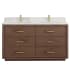 Miseno Porto 60" Free Standing Double Basin Vanity Set with Cabinet and Quartz Vanity Top Aged Dark Brown Oak / Fish Maw White