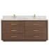 Miseno Porto 72" Free Standing Double Basin Vanity Set with Cabinet and Quartz Vanity Top Aged Dark Brown Oak / Fish Maw White