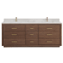 Miseno Porto 84" Free Standing Double Basin Vanity Set with Cabinet and Quartz Vanity Top Aged Dark Brown Oak / Fish Maw White