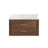 Miseno Cristo 36" Wall Mounted Single Basin Vanity Set with Cabinet and Quartz Vanity Top Aged Dark Brown Oak / Fish Maw White