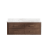 Miseno Cristo 54" Wall Mounted Single Basin Vanity Set with Cabinet and Quartz Vanity Top Aged Dark Brown Oak / Fish Maw White
