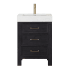 Miseno León 24" Free Standing Single Basin Vanity Set with Cabinet and Composite Stone Vanity Top Fir Wood Black