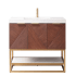 Miseno Mahon 36" Free Standing Single Basin Vanity Set with Cabinet and Composite Stone Vanity Top North American Deep Walnut