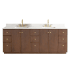 Miseno Oza 84" Free Standing Double Basin Vanity Set with Cabinet and Quartz Vanity Top Aged Dark Brown Oak