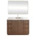 Miseno Oza 48" Free Standing Single Basin Vanity Set with Cabinet, Quartz Vanity Top and Mirror Aged Dark Brown Oak