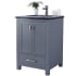 Miseno Prim 24" Free Standing Vanity Set with Grey Solid Oak Cabinet, Quartz or Cultured Marble Top, and Undermount Sink - Mirror Sold Separately Grey / Black Top