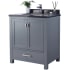 Miseno Prim 30" Free Standing Vanity Set with Grey Solid Oak Cabinet, Quartz or Cultured Marble Top, and Undermount Sink - Mirror Sold Separately Grey / Black Top
