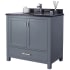 Miseno Prim 36" Free Standing Vanity Set with Grey Solid Oak Cabinet, Quartz or Cultured Marble Top, and Undermount Sink - Mirror Sold Separately Grey / Black Top