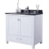 Miseno Prim 36" Free Standing Vanity Set with White Solid Oak Cabinet, Quartz or Cultured Marble Top, and Undermount Sink - Mirror Sold Separately White / Black Top