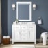 Miseno Tahoe 42" Free Standing Single Basin Vanity Set with Cabinet, Engineered Stone Vanity Top, and Mirror White / White Cultured Marble
