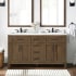 Miseno Tahoe 60" Free Standing Double Basin Vanity Set with Cabinet, Cultured Marble Vanity Top, and Mirrors Almond Latte / White Cultured Marble