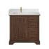 Miseno Tokyo 36" Free Standing Single Basin Vanity Set with Cabinet and Quartz Vanity Top Aged Dark Brown Oak