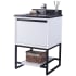 Miseno Repose 24" Free Standing Vanity Set with Solid Oak Cabinet, Quartz or Cultured Marble Top, and Undermount Sink - Mirror Sold Separately White / Black Top