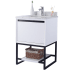 Miseno Repose 24" Free Standing Vanity Set with Solid Oak Cabinet, Quartz or Cultured Marble Top, and Undermount Sink - Mirror Sold Separately White / Carrara White Top
