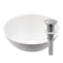 Miseno 12-5/8" Circular Porcelain Vessel Bathroom Sink and Pop-Up Drain Assembly Polished White / Brushed Nickel Drain