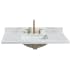 Miseno Jaen 43" Stone Vanity Top with Backsplash and Ceramic Sink Grain White