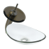 Miseno Oval 21-1/2" Tempered Glass Vessel Bathroom Sink with Single Handle Waterfall Vessel Faucet & Pop-Up Drain Brushed Nickel/Brown Glass Faucet