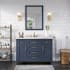 Miseno Tahoe 48" Free Standing Single Basin Vanity Set with Cabinet, Cultured Marble, Engineered Stone, Marble Vanity Top, and Mirror Midnight Blue / White Cultured Marble