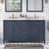 Miseno Tahoe 60" Free Standing Double Basin Vanity Set with Cabinet, Cultured Marble, and Marble Vanity Top Midnight Blue / White Cultured Marble