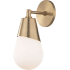 Mitzi Cora Single Light 11-3/4" High Wall Sconce with Opal Etched Shade Aged Brass