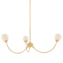 Mitzi Natasha 3 Light 36" Wide Chandelier with Cloud Glass Shades Aged Brass