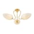 Mitzi Reva 3 Light 28" Wide Semi-Flush Ceiling Fixture with Cloud Glass Shades Aged Brass