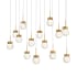 Modern Forms Double Bubble 14 Light 10" Wide LED Suspension Multi Light Pendant Aged Brass